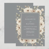 Invitation Mariage Formel Orné Gris Ardoise (Devant / Derrière)