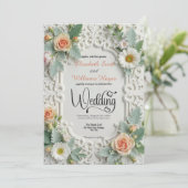 Invitation Mariage Formel Orné Rococo Embossé Faux (Debout devant)