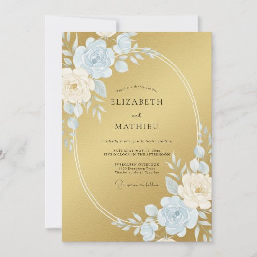 Invitation Mariage Formel Pailleté Or (Devant)