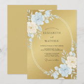 Invitation Mariage Formel Pailleté Or (Devant / Derrière)