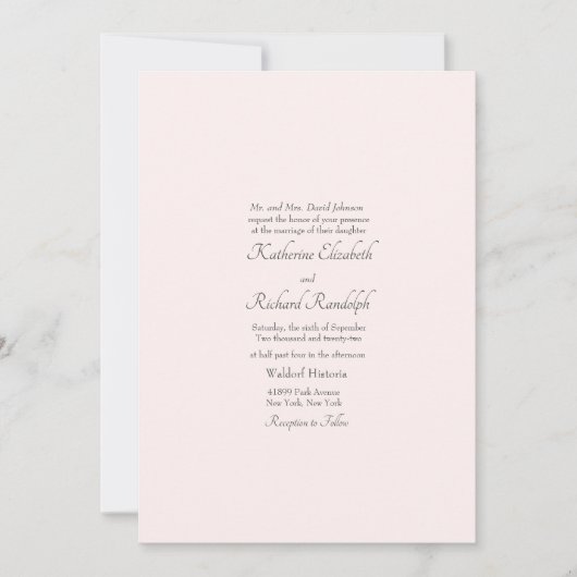 Invitation Mariage Formel Parents Un Lieu Blush  (Devant)