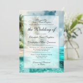 Invitation Mariage Formel Plage Tropicale & Palmiers (Debout devant)