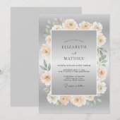 Invitation Mariage Formel Poli Gris Argent (Devant / Derrière)