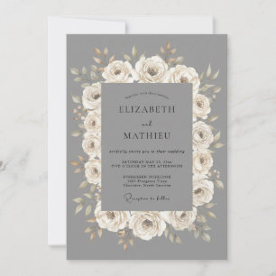 Invitation Mariage Formel Poli Gris Colombe