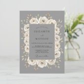 Invitation Mariage Formel Poli Gris Colombe (Debout devant)