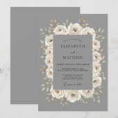 Invitation Mariage Formel Poli Gris Colombe (Devant / Derrière)