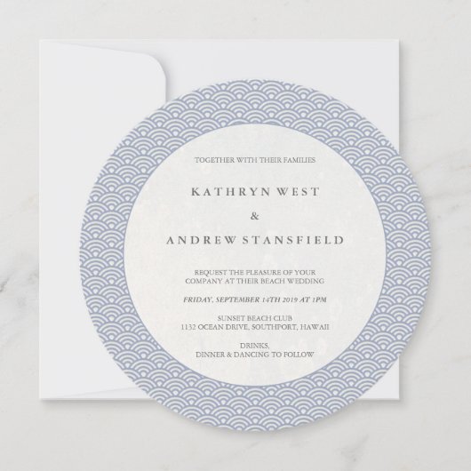 Invitation Mariage Formel Purple Douce Petit Japonais Vagues (Devant)