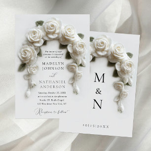 Invitation Mariage Formel Romantique à l'Arche de Roses Blanc