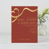 Invitation Mariage Formel Romantique Marron et Or Script (Debout devant)