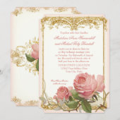 Invitation Mariage formel rose de manoir de cru parisien (Devant / Derrière)