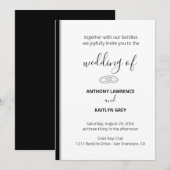 Invitation Mariage Formel Simple Noir et Blanc - Sur Mesure (Devant / Derrière)