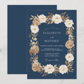 Invitation Mariage Formel Statutaire Bleu Nuit (Devant / Derrière)
