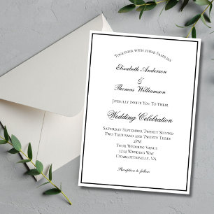 Invitation Mariage Formel Traditionnel Classique Noir et Blan
