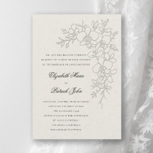 Invitation Mariage Formel Traditionnel Écru avec Éclat d'Orch