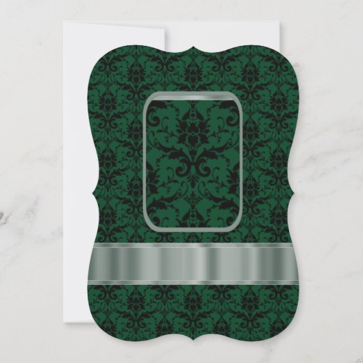 Invitation Mariage formel vert et noir damassé (Dos)