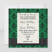 Invitation Mariage formel vert et noir damassé (Devant)