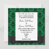 Invitation Mariage formel vert et noir damassé (Devant)