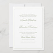 Invitation Mariage Formel Vert Sauge & Bordure Blanche Script (Devant)