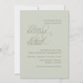 Invitation Mariage Formel Vert Sauge Écriture Moderne (Devant)