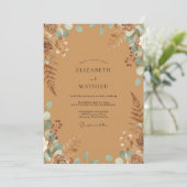 Invitation Mariage Fougère Aqua Brun (Debout devant)