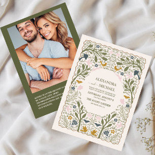 Invitation Mariage Fougère de la Forêt Verte Rustique Code Qr