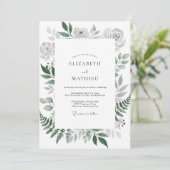 Invitation Mariage Fougère Gris Argent (Debout devant)