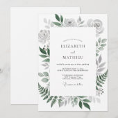Invitation Mariage Fougère Gris Argent (Devant / Derrière)