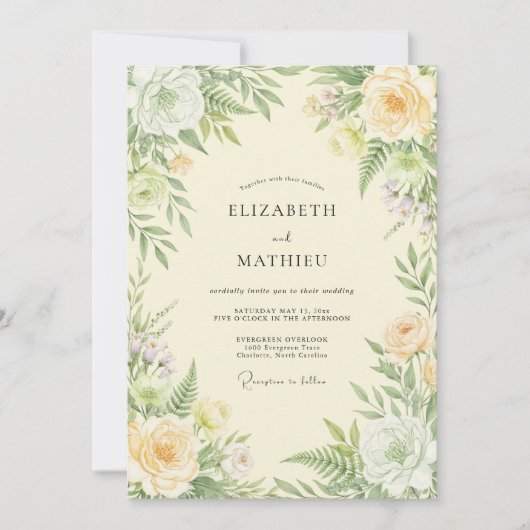 Invitation Mariage Fougère Jaune Beurre (Devant)
