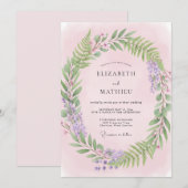 Invitation Mariage Fougère pêche pâle (Devant / Derrière)