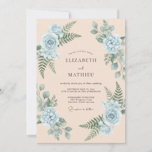 Invitation Mariage Fougère Pervenche Champagne