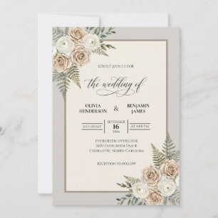 Invitation Mariage Fougère Sauge Champagne