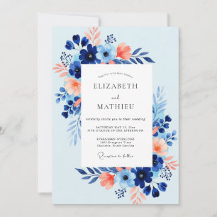 Invitation Mariage frais et bleu ciel sur la côte