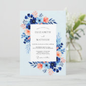 Invitation Mariage frais et bleu ciel sur la côte (Debout devant)