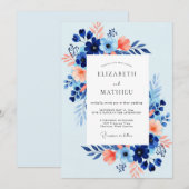Invitation Mariage frais et bleu ciel sur la côte (Devant / Derrière)