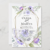 Invitation Mariage | Frame à fleurs d'anémone violet (Devant)