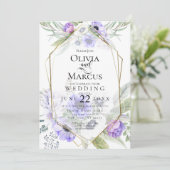 Invitation Mariage | Frame à fleurs d'anémone violet (Debout devant)