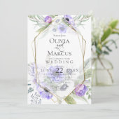 Invitation Mariage | Frame à fleurs d'anémone violet (Debout devant)
