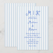 Invitation Mariage Français Bleu Manuscrit (Devant / Derrière)