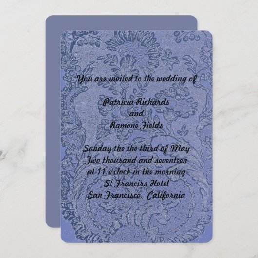 Invitation Mariage français de dentelle (Devant / Derrière)