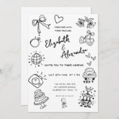 Invitation Mariage français original tiré à la main (Devant / Derrière)