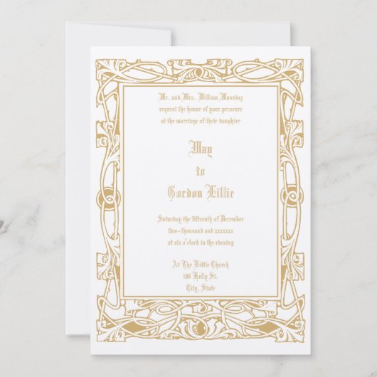 Invitation Mariage frontalier Art Nouveau vintage (Devant)