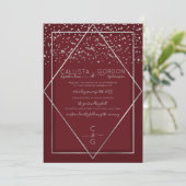 Invitation Mariage frontalier de Confetti Geo en argent rouge (Debout devant)