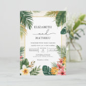 Invitation Mariage frontalier de la feuille tropicale (Debout devant)