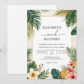 Invitation Mariage frontalier de la feuille tropicale (Devant / Derrière)