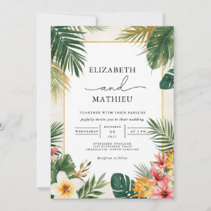 Invitation Mariage frontalier de la feuille tropicale