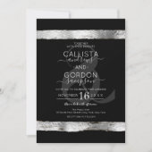 Invitation Mariage frontalier de luxe en argent noir brosse (Devant)