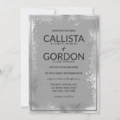 Invitation Mariage frontalier de Parties scintillant gris arg (Devant)