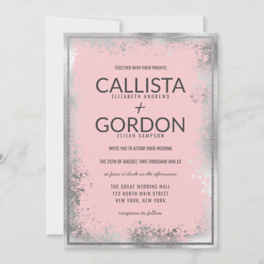 Invitation Mariage frontalier de Parties scintillant moderne (Devant)