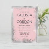 Invitation Mariage frontalier de Parties scintillant moderne (Debout devant)