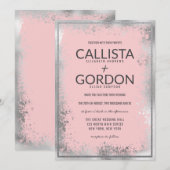 Invitation Mariage frontalier de Parties scintillant moderne (Devant / Derrière)